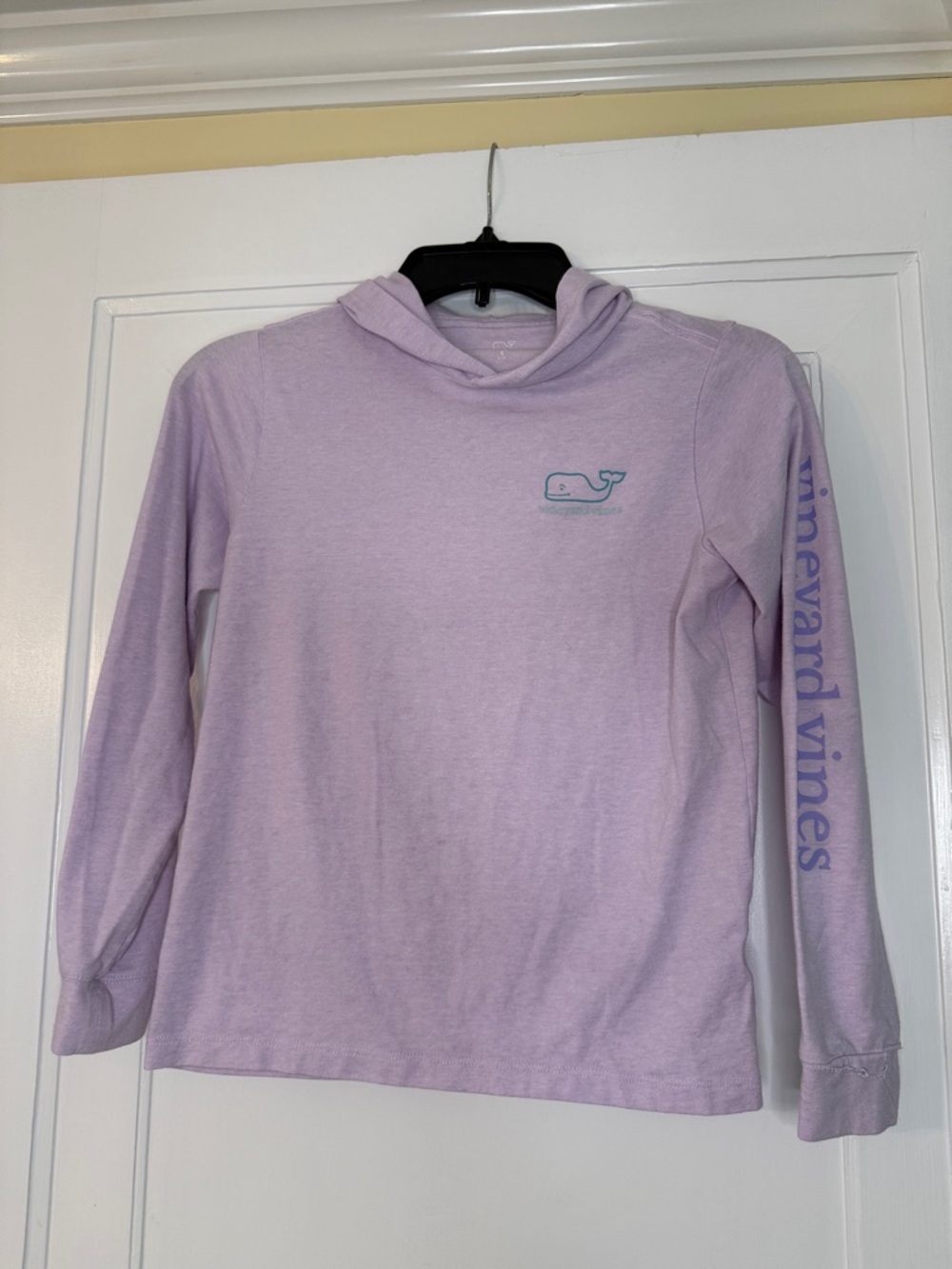 Vineyard Vines Girls Hoodie Tee S Lavender Whale Logo | Long Sleeve Shirt